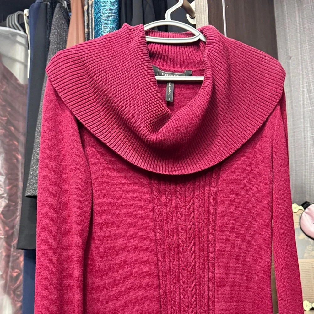 BCBGMaxAzria Long Sleeve Knit Dress - Deep Pink - Picture 2 of 4